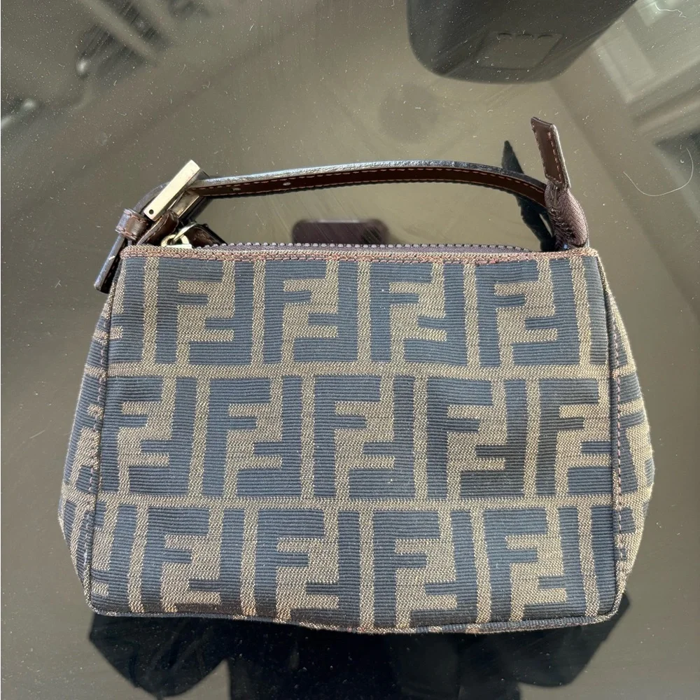 Fendi Brown and Black Zucca Mini Shoulder Bag - AUTHENTIC